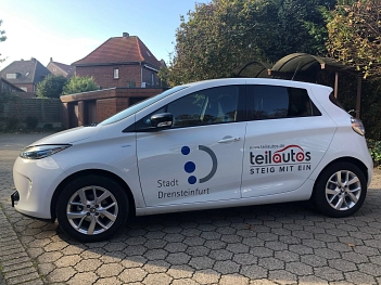Car-Sharing-Fahrzeug der Stadt Drensteinfurt: Ein vollelektrische Renault Zoe