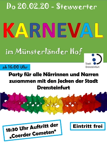 Einladung Karneval 2020 © Stadt Drensteinfurt