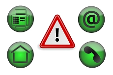 Symbole für Fax, E-Mail, Hauspost und Telefon